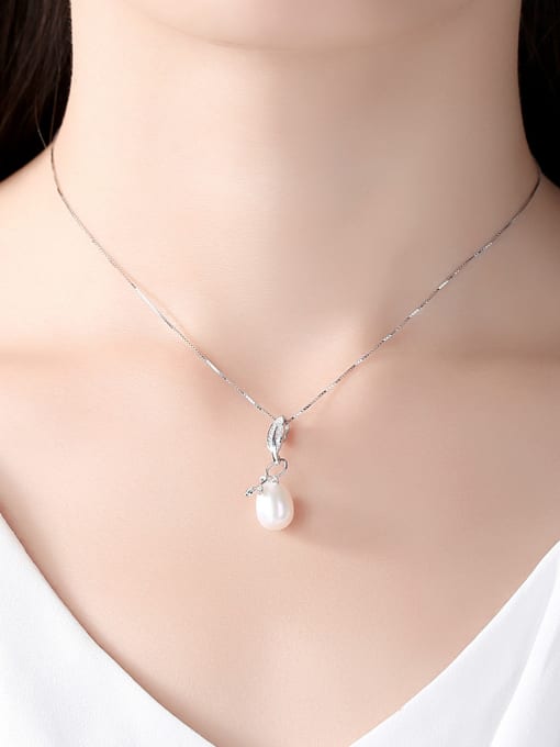 CCUI Pure silver natural freshwater pearl with AAA Zircon Necklace 1