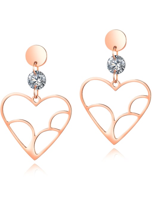 Open Sky Stainless Steel With Rose Gold Plated Classic Heart Stud Earrings 0