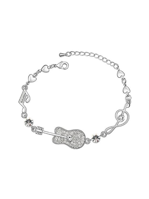 White Personalized austrian Crystals Little Guitar Music Notes Alloy Bracelet