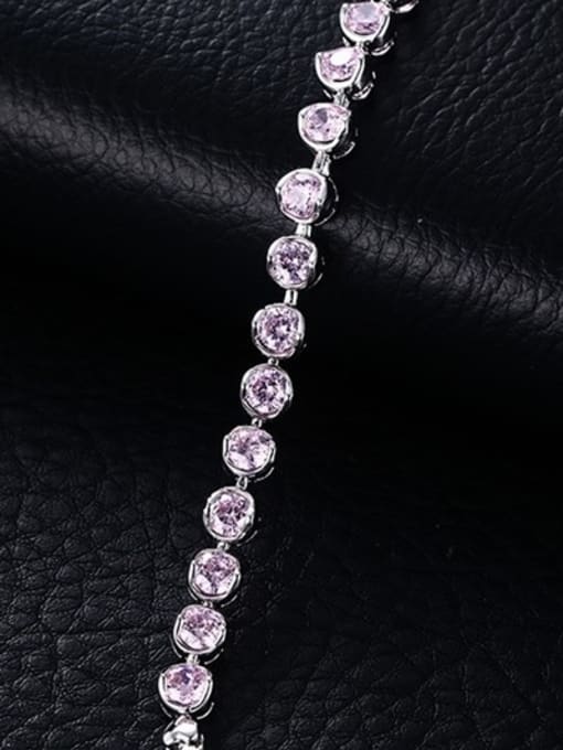 CONG Elegant Pink Heart Shaped AAA Zircon Copper Bracelet 1