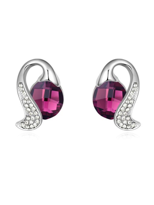 Purple Fashion Cubic austrian Crystals-covered Alloy Stud Earrings