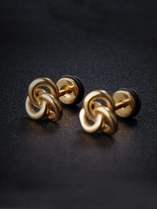gold Tiny Knot Flower Titanium Stud Earrings