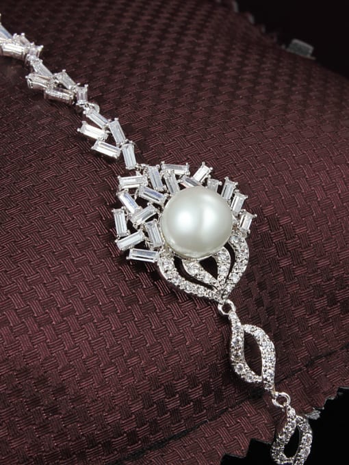 SANTIAGO Exquisite 18K Platinum Plated Artificial Pearl Bracelet 1