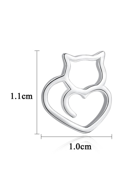 CCUI 925 Sterling Silver With Silver Plated Simplistic Heart Stud Earrings 2