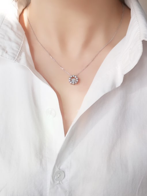 DAKA Fashion Movable Cubic Zircon Silver Necklace 1