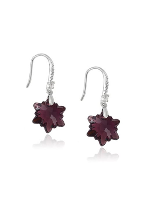 Purple Fashion Flowery Austria Crystal Earrings