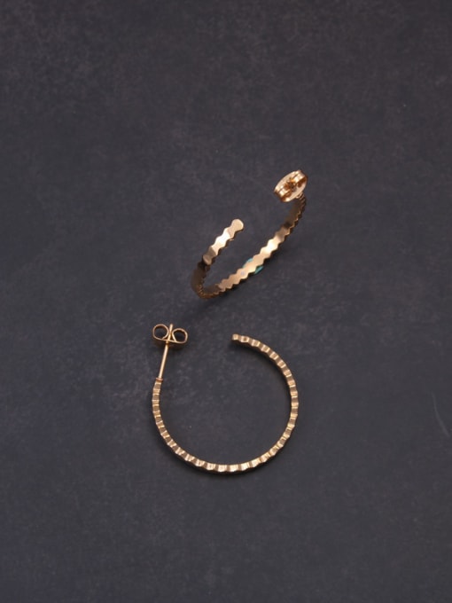 GROSE Titanium With Rose Gold Plated Simplistic  Irregular Polygon  Hoop Earrings 0