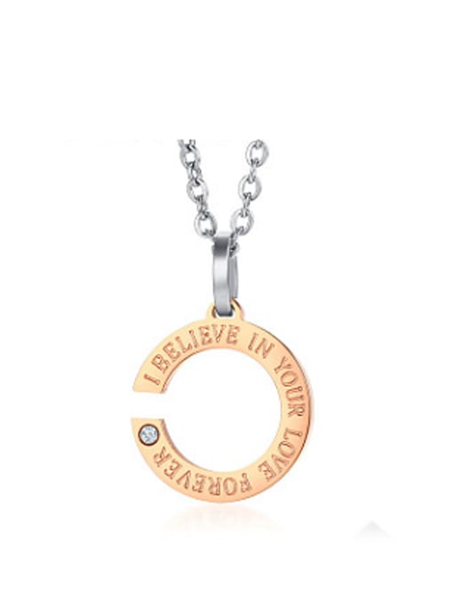 necklace Women Personality Letter C Shaped Rhinestone Titanium Necklace