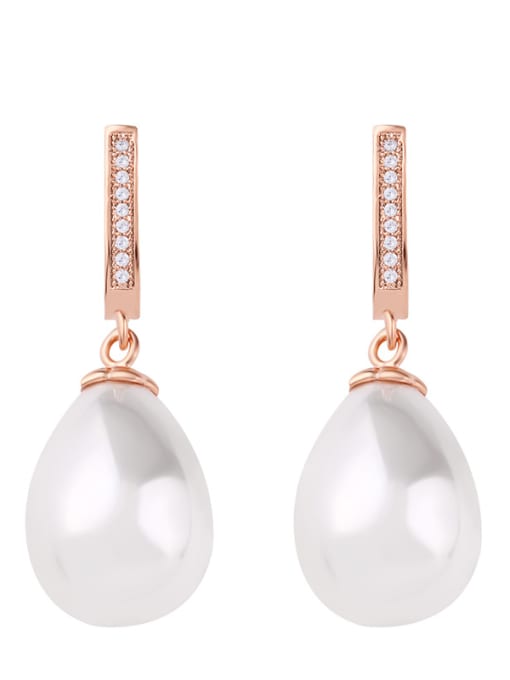 Rose Gold Copper With  Imitation Pearl Classic Water Drop Drop Earrings