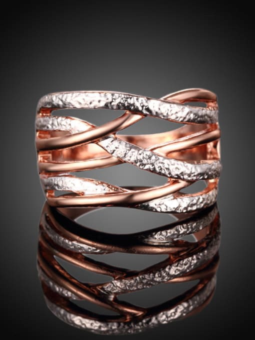 OUXI Fashion Multi-band Rose Gold Plated Ring 2