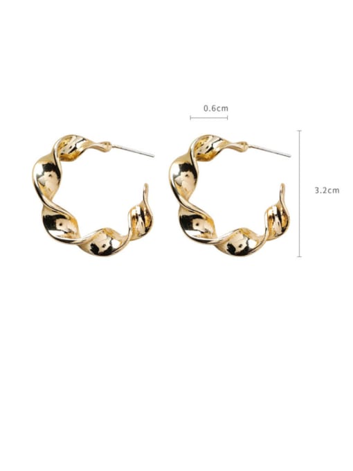 Girlhood Alloy With Imitation Gold Plated Simplistic Geometric Twist Metal Circle Stud Earrings 2