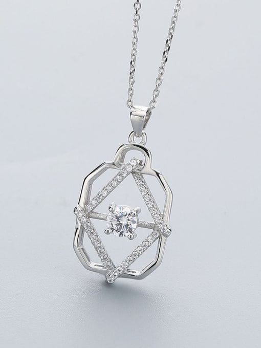 One Silver Hollow Zircon Necklace 3