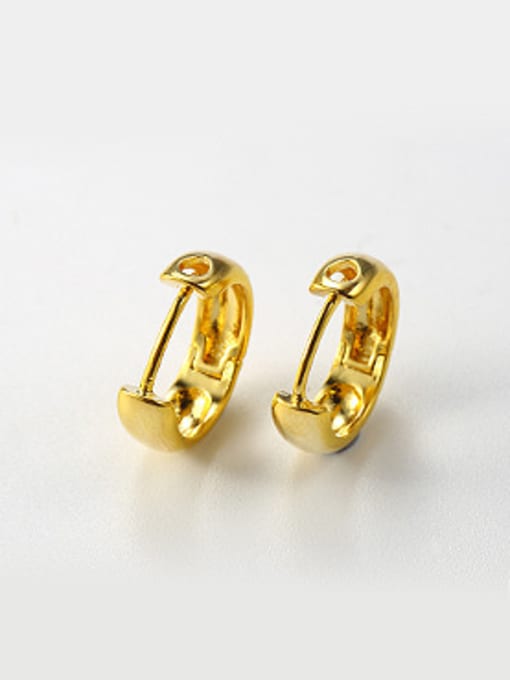 C Simple Smooth Gold Plated Clip Earrings