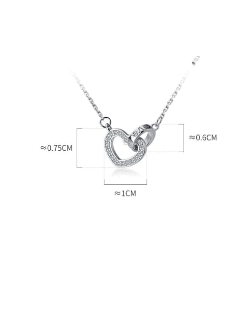 Rosh 925 Sterling Silver With  Cubic Zirconia Simplistic Heart Necklaces 4