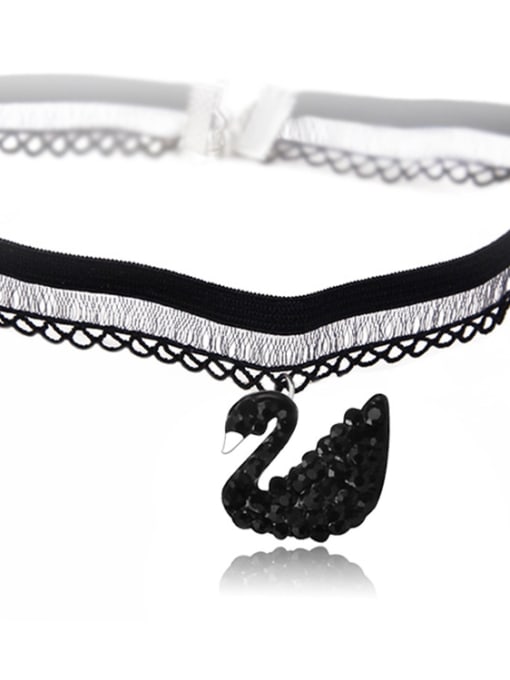 X258 Black Swan Stainless Steel With Fashion Animal/flower/ball Lace choker Necklaces