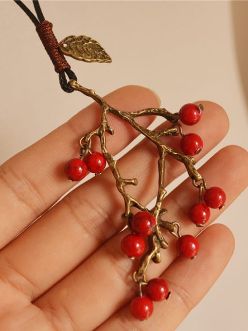 Dandelion Red Beads Tree Shaped Necklace 2