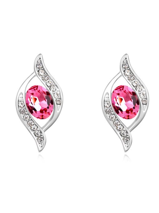 pink Simple Oval austrian Crystals Alloy Stud Earrings