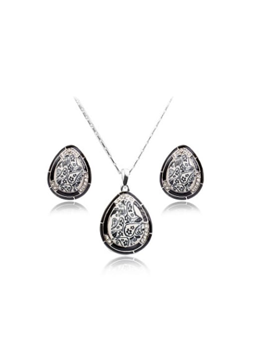 Platinum High-quality Water Drop Polymer Clay Two Pieces Jewelry Set