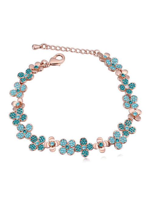 QIANZI Fashion austrian Crystals-covered Flowers Alloy Bracelet 1
