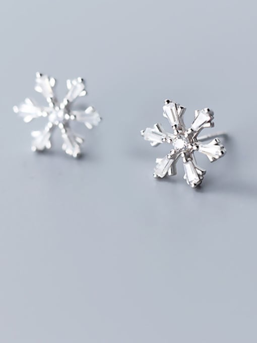 Rosh 925 Sterling Silver With Cubic Zirconia Cute Snowflake Stud Earrings 1