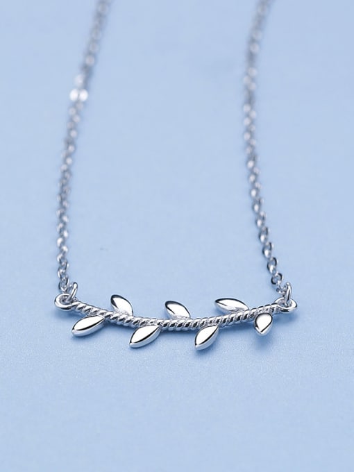 One Silver Grass Shaped Necklace