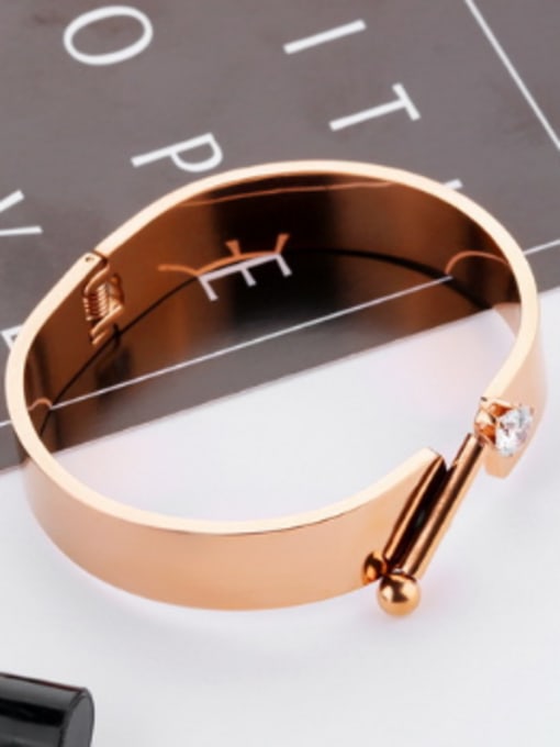 Open Sky Simple Rose Gold Plated Wide Titanium Bangle 2