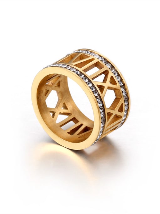 Golden Stainless Steel With 18k Gold Plated Rhinestone Fashion Rings