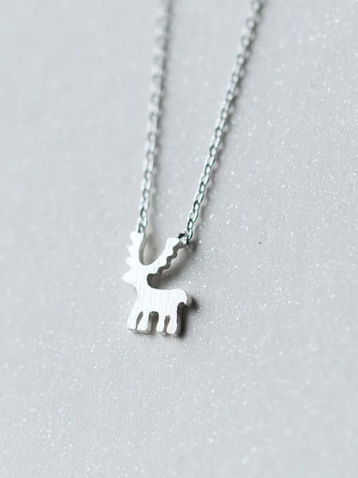 white Women Lovely Deer Shaped S925 Silver Necklace