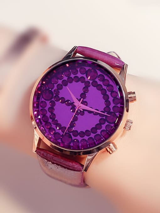 Purple GUOU Brand Fashion Rhinestones Round Watch
