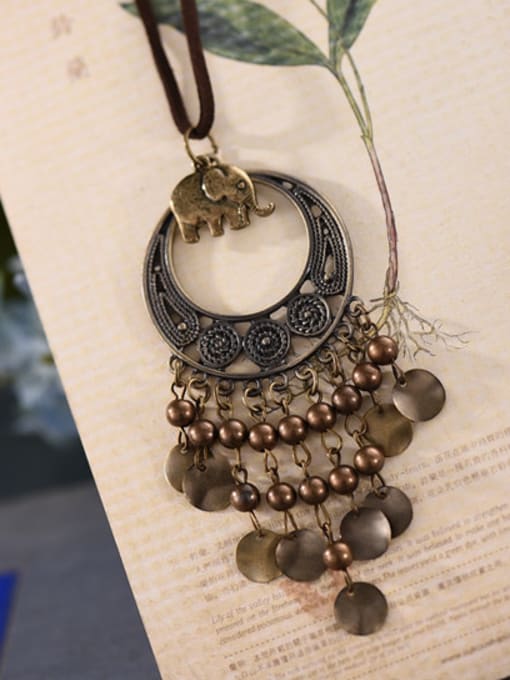 Dandelion Women Elephant Shaped Tassels Necklace