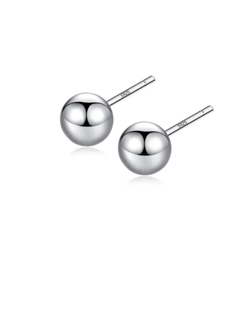 CCUI 925 Sterling Silver With Platinum Plated Simplistic Round Beads Stud Earrings 0