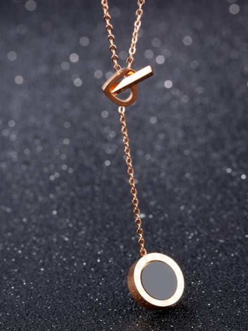 Open Sky Stainless Steel With Rose Gold Plated Simplistic Round Necklaces 2