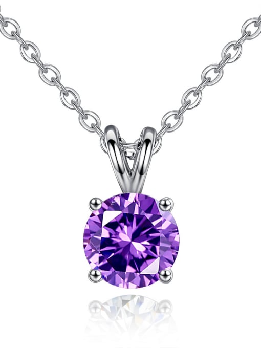 Purple Simple Cubic Zircon Copper Necklace