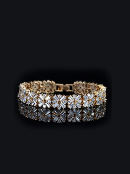 golden Luxury Shining Zircon Wedding Bracelet