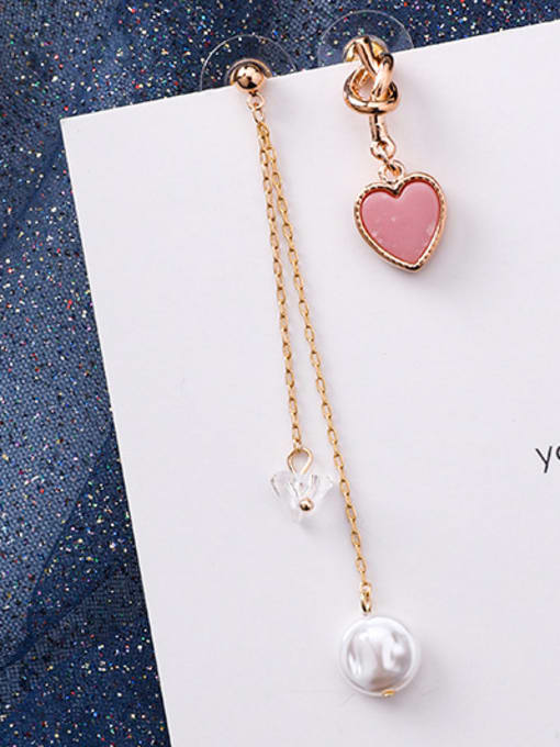 D Love tassels Alloy With Rose Gold Plated Cute Heart Stud Earrings