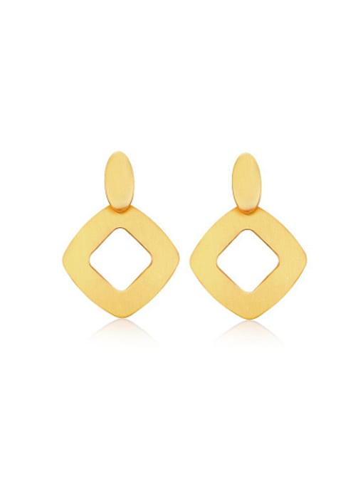 golden Trendy Geometric Shaped Matte Finished Titanium Drop Earrings