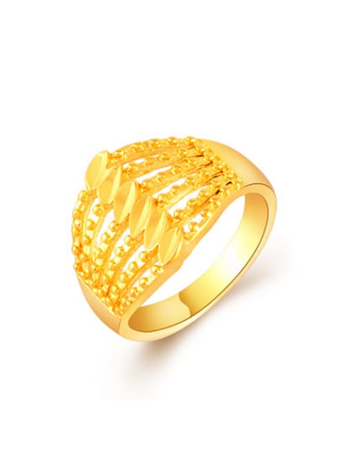 Yi Heng Da Exquisite 24K Gold Plated Hollow Geometric Shaped Ring 0