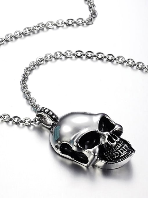Open Sky Punk style Personalized Skull Pendant Titanium Necklace 1