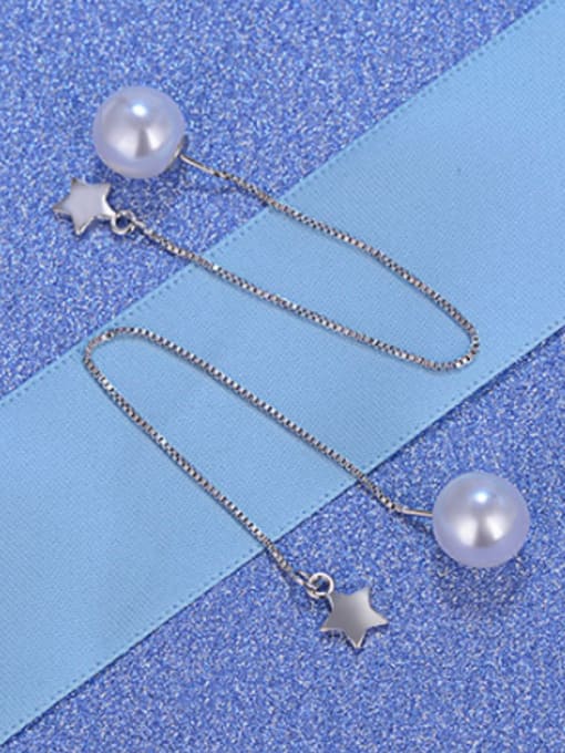AI Fei Er Fashion Imitation Pearl Little Star Copper Line Earrings 2