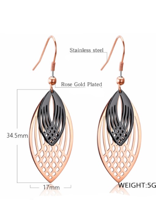 Open Sky Stainless Steel With Rose Gold Plated Fashion Leaf Double hollowing out Earrings 1