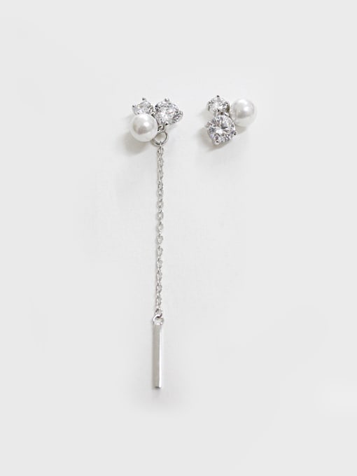 Platinum Fashion Artificial Pearl Cubic Zirconias Silver Stud Earrings