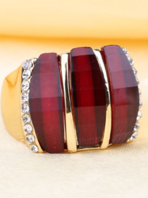 Red Personalized Resin stones White Rhinestones Alloy Ring