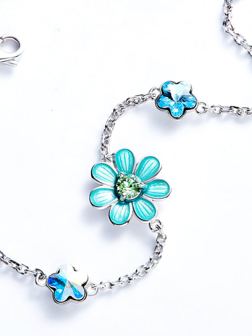 CEIDAI Fashion austrian Crystals Flowers 925 Silver Bracelet 2