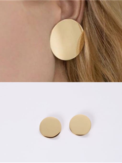 GROSE Titanium With Gold Plated Simplistic Round Stud Earrings 1