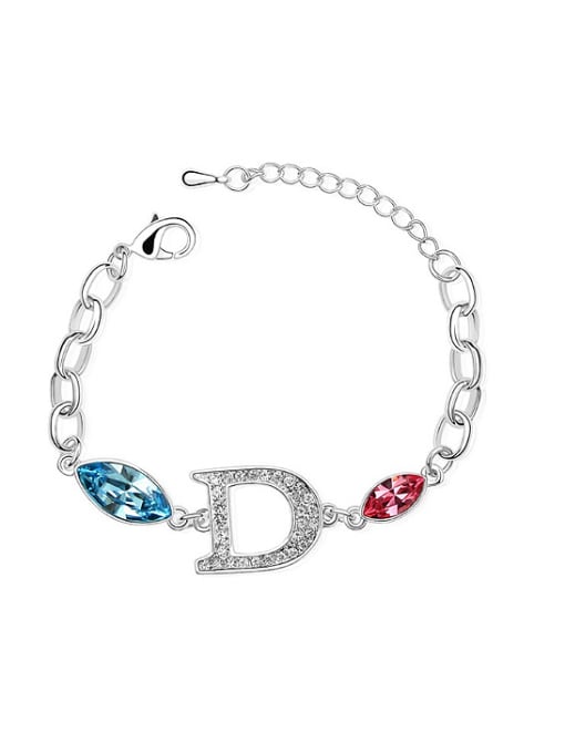 QIANZI Fashion Letter D Marquise austrian Crystals Alloy Bracelet 2
