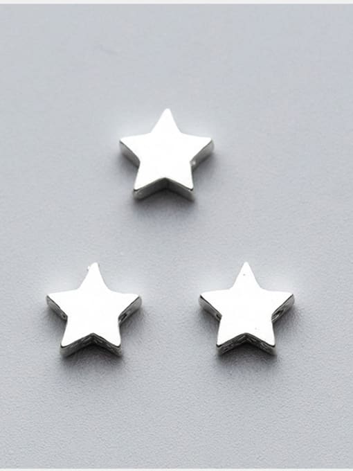 FAN 925 Sterling Silver With Platinum Plated Simplistic Pentagram Charms 0