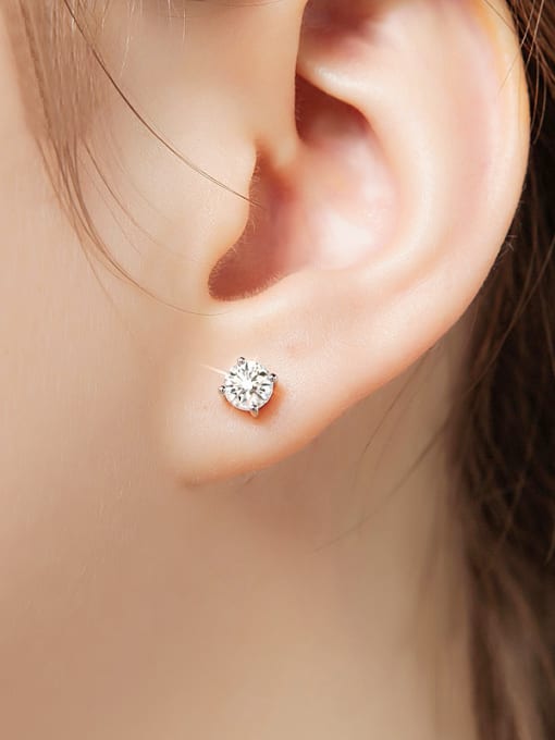 OUXI 18K White Gold Austria Crystal stud Earring 1