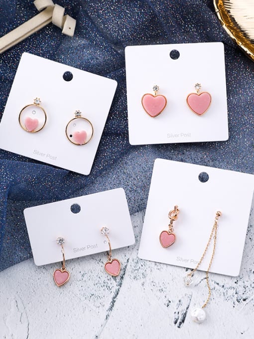 Girlhood Alloy With Rose Gold Plated Cute Heart Stud Earrings 0