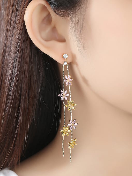 BLING SU Copper inlaid AAA cubic zirconia  Delicate Flower  Stud Earrings 1