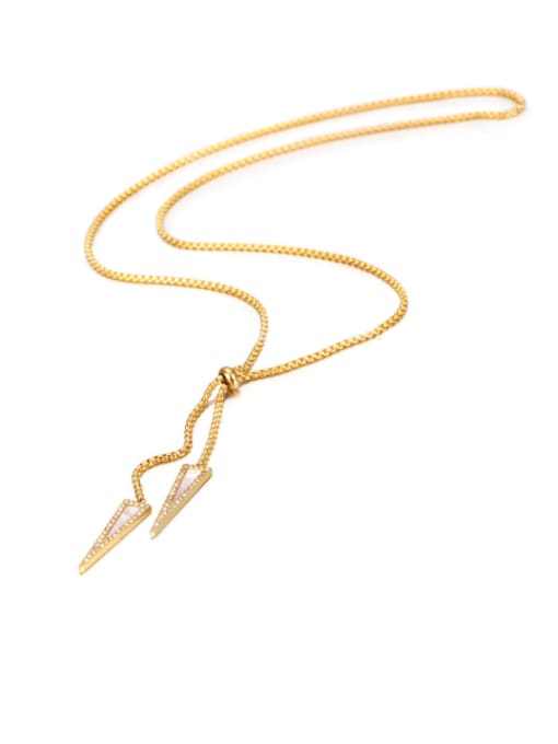 JINDING Fashion Titanium Golden Triangle Shaped Necklace 0